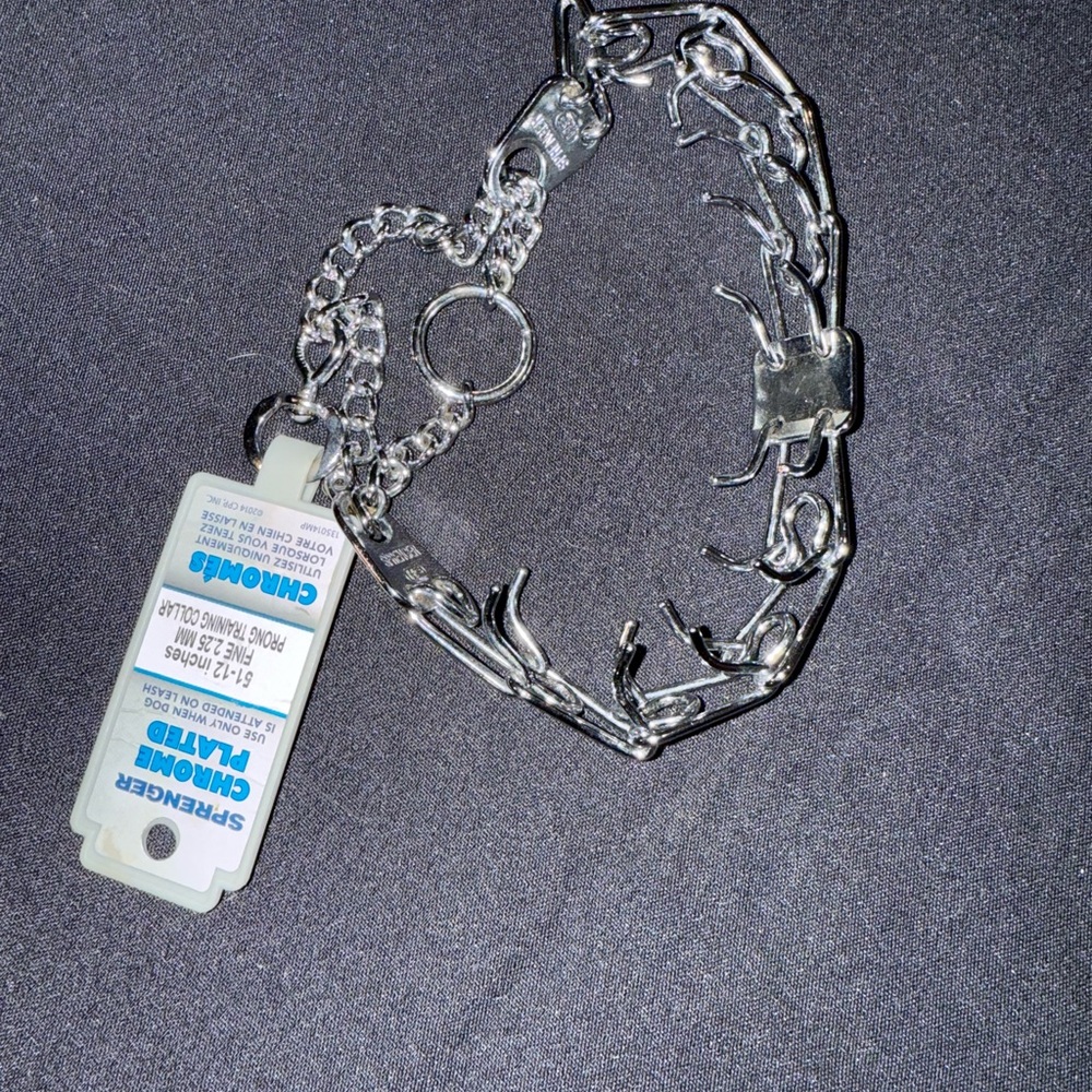 Chrome Prong Dog Collar - Silver